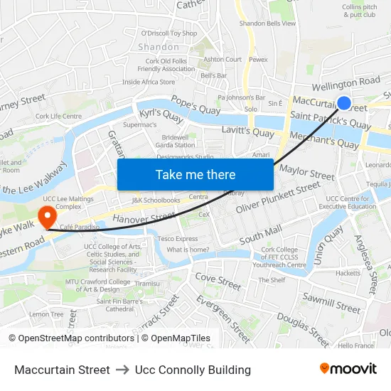 Maccurtain Street to Ucc Connolly Building map