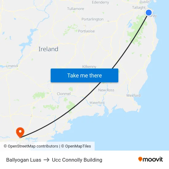 Ballyogan Luas to Ucc Connolly Building map