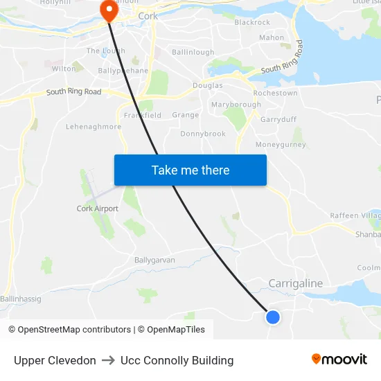 Upper Clevedon to Ucc Connolly Building map
