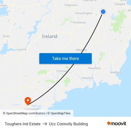 Toughers Ind Estate to Ucc Connolly Building map