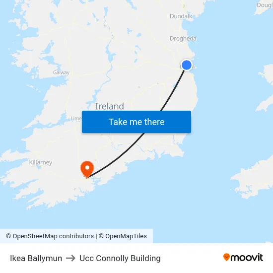 Ikea Ballymun to Ucc Connolly Building map