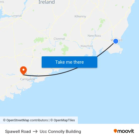 Spawell Road to Ucc Connolly Building map