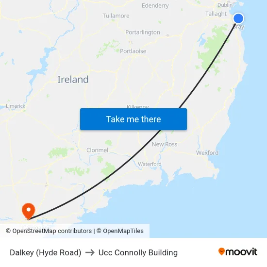 Dalkey (Hyde Road) to Ucc Connolly Building map