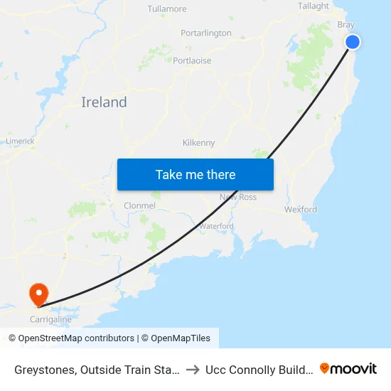 Greystones, Outside Train Station to Ucc Connolly Building map