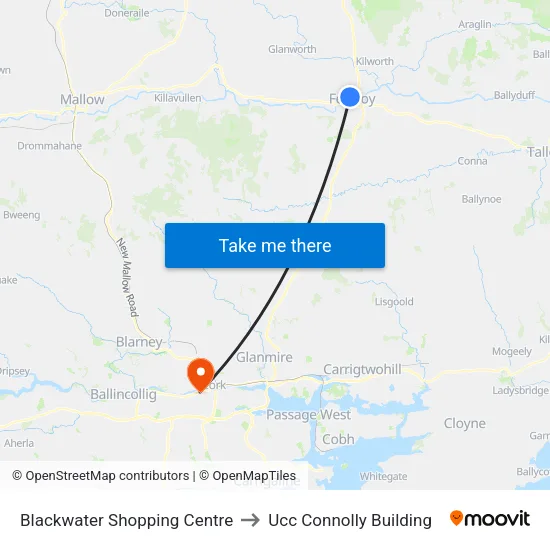 Blackwater Shopping Centre to Ucc Connolly Building map
