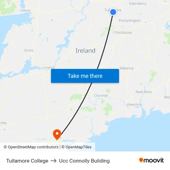 Tullamore College to Ucc Connolly Building map