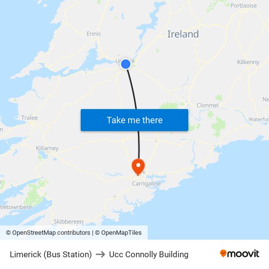 Limerick (Bus Station) to Ucc Connolly Building map