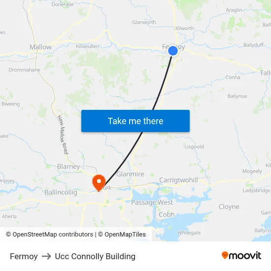 Fermoy to Ucc Connolly Building map
