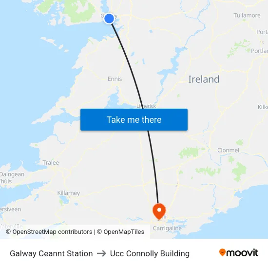 Galway Ceannt Station to Ucc Connolly Building map