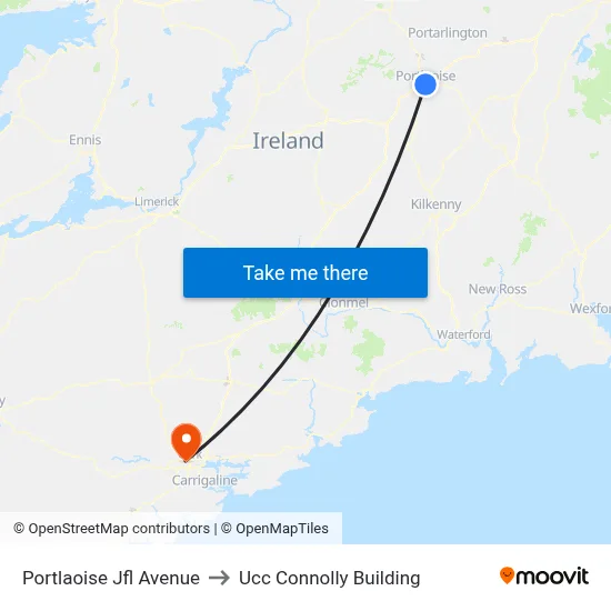 Portlaoise Jfl Avenue to Ucc Connolly Building map