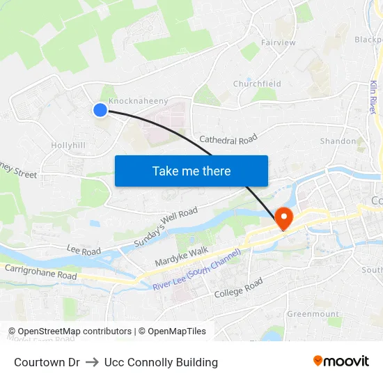 Courtown Dr to Ucc Connolly Building map