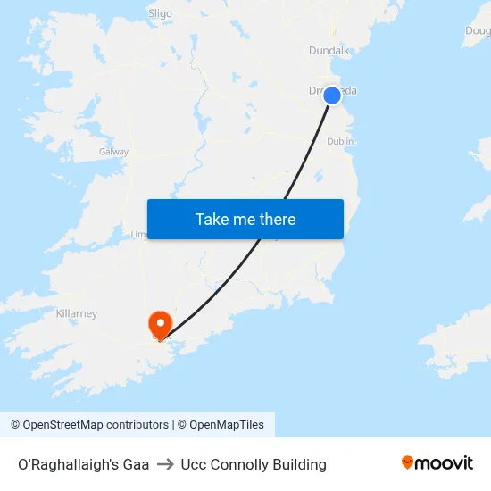 O'Raghallaigh's Gaa to Ucc Connolly Building map