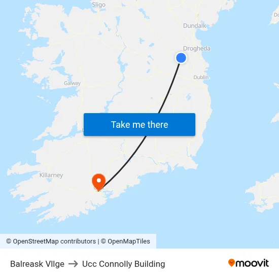 Balreask Vllge to Ucc Connolly Building map