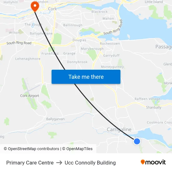 Primary Care Centre to Ucc Connolly Building map