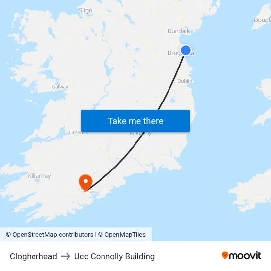 Clogherhead to Ucc Connolly Building map