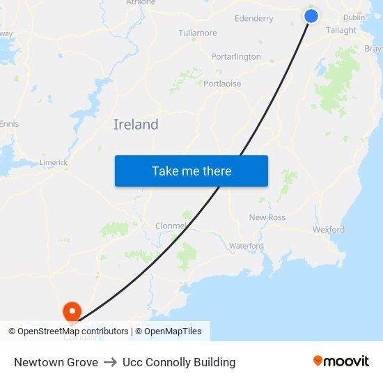Newtown Grove to Ucc Connolly Building map
