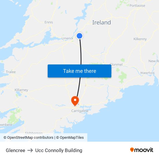 Glencree to Ucc Connolly Building map