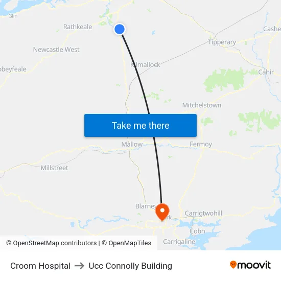 Croom Hospital to Ucc Connolly Building map