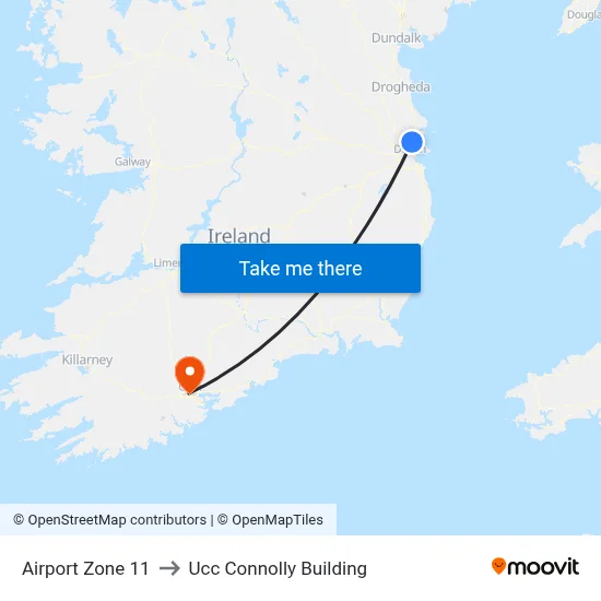 Airport Zone 11 to Ucc Connolly Building map