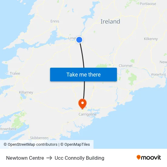 Newtown Centre to Ucc Connolly Building map