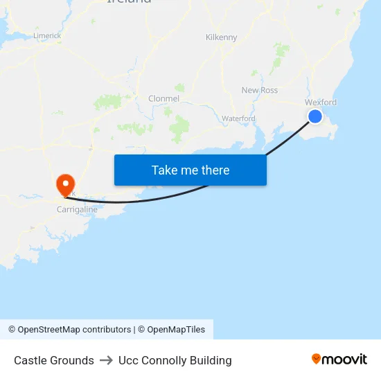 Johnstown Castle to Ucc Connolly Building map