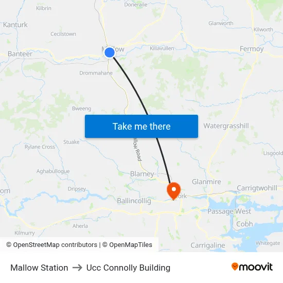 Mallow Station to Ucc Connolly Building map