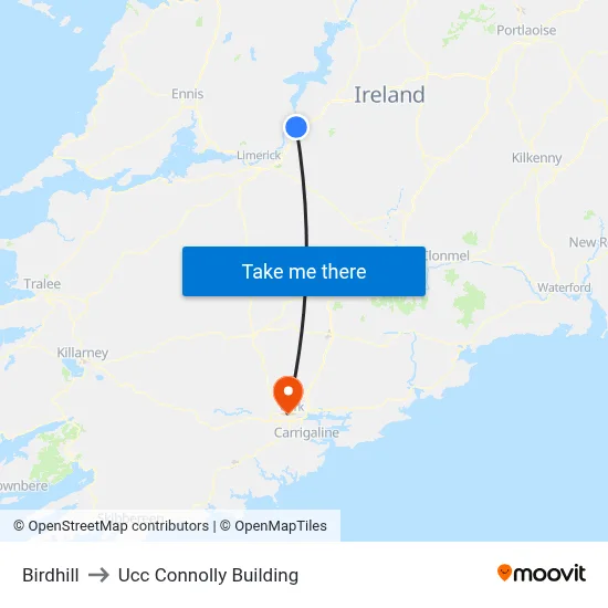 Birdhill to Ucc Connolly Building map