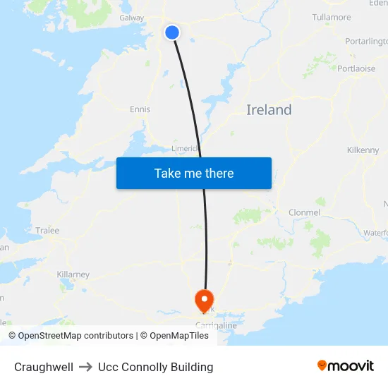 Craughwell to Ucc Connolly Building map