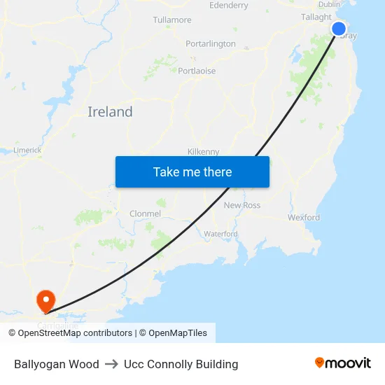 Ballyogan Wood to Ucc Connolly Building map