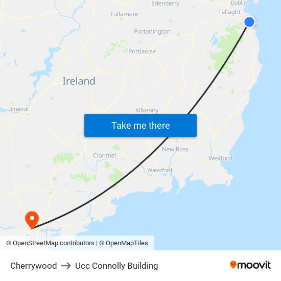 Cherrywood to Ucc Connolly Building map