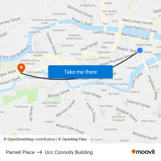 Parnell Place to Ucc Connolly Building map