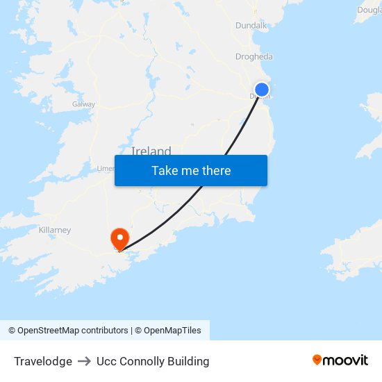 Travelodge to Ucc Connolly Building map