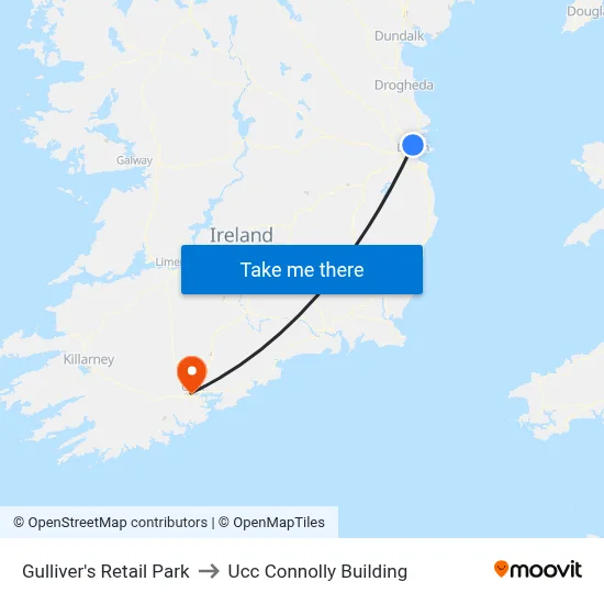 Gulliver's Retail Park to Ucc Connolly Building map