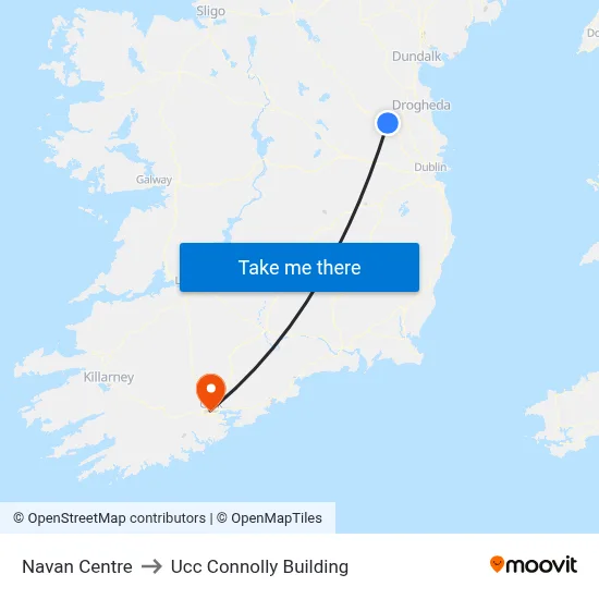 Navan Centre to Ucc Connolly Building map