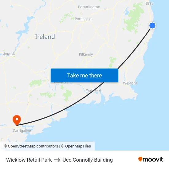 Wicklow Retail Park to Ucc Connolly Building map