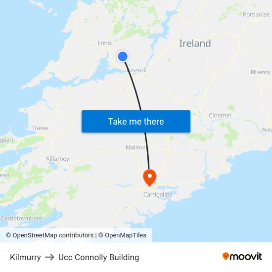 Kilmurry to Ucc Connolly Building map