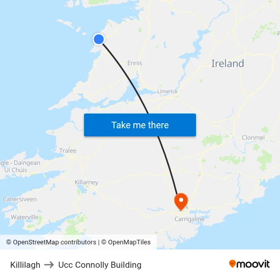 Killilagh to Ucc Connolly Building map