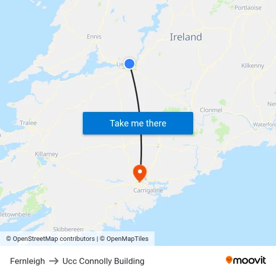 Fernleigh to Ucc Connolly Building map