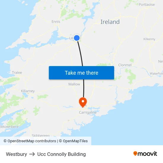 Westbury to Ucc Connolly Building map