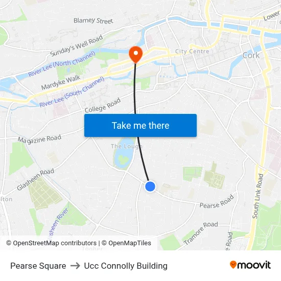 Pearse Square to Ucc Connolly Building map