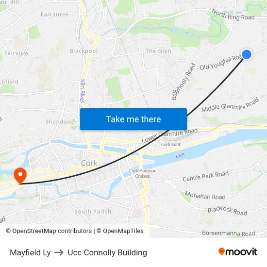 Mayfield Ly to Ucc Connolly Building map