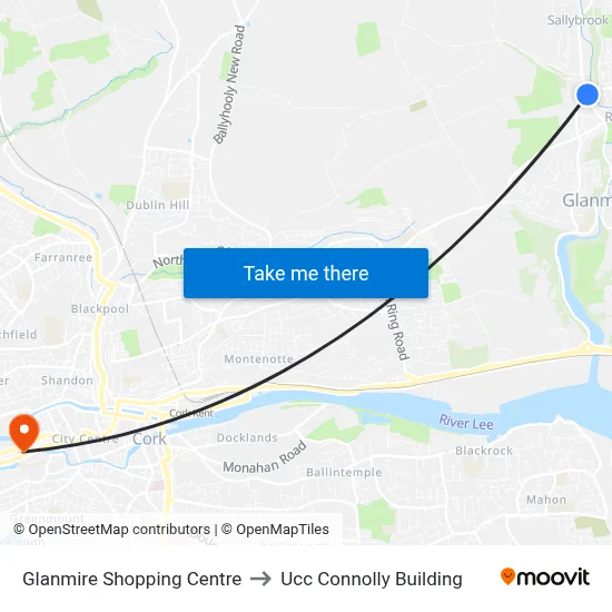 Glanmire Shopping Centre to Ucc Connolly Building map