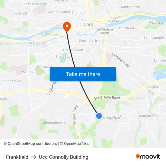 Frankfield to Ucc Connolly Building map