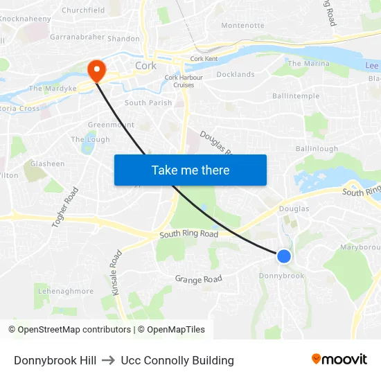 Donnybrook Hill to Ucc Connolly Building map
