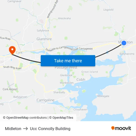 Midleton to Ucc Connolly Building map