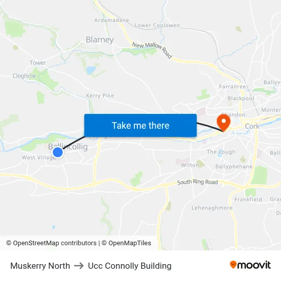 Muskerry North to Ucc Connolly Building map