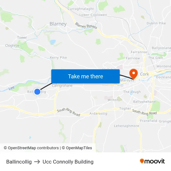 Ballincollig to Ucc Connolly Building map