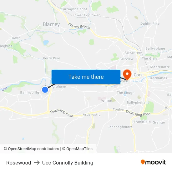Rosewood to Ucc Connolly Building map