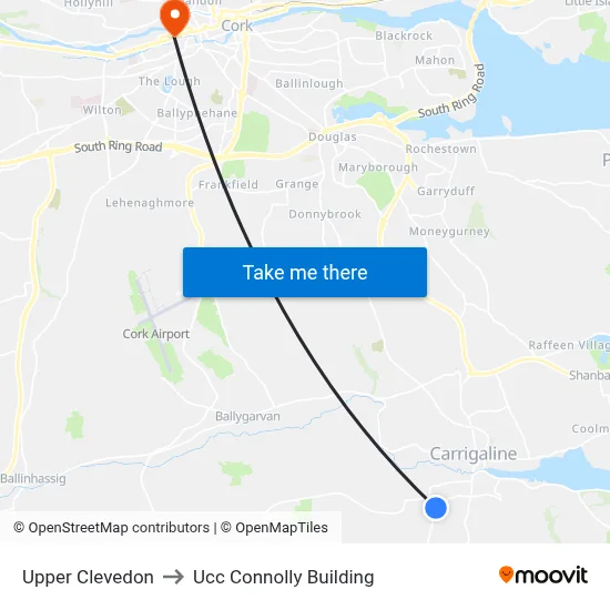 Upper Clevedon to Ucc Connolly Building map