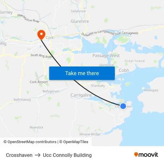 Crosshaven to Ucc Connolly Building map